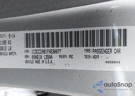 2015 Chrysler 200 Limited from USA, damaged, VIN 1C3CCCAB1FN530077